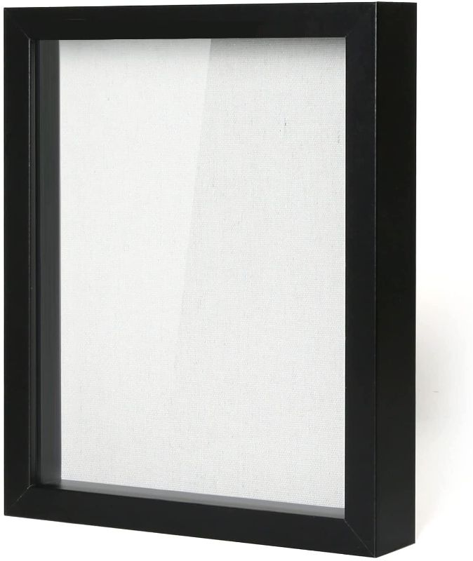 Photo 1 of 2 pack Muzilife 8x10 Shadow Box Picture Frame with Linen Board - Deep Wood & Glass Display Case Ready to Hang Memory Box Baby Sports Memorabilia, Pins, Awards, Medals, Wedding, Tickets and Photos (Black)
