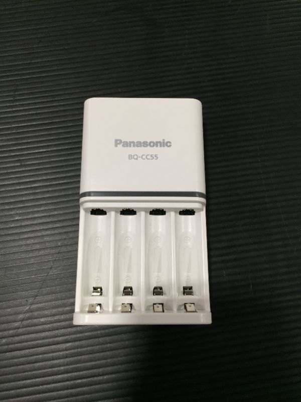 Photo 2 of Panasonic BQ-CC75ASBA eneloop Individual Battery Charger with USB Charging Port, White
