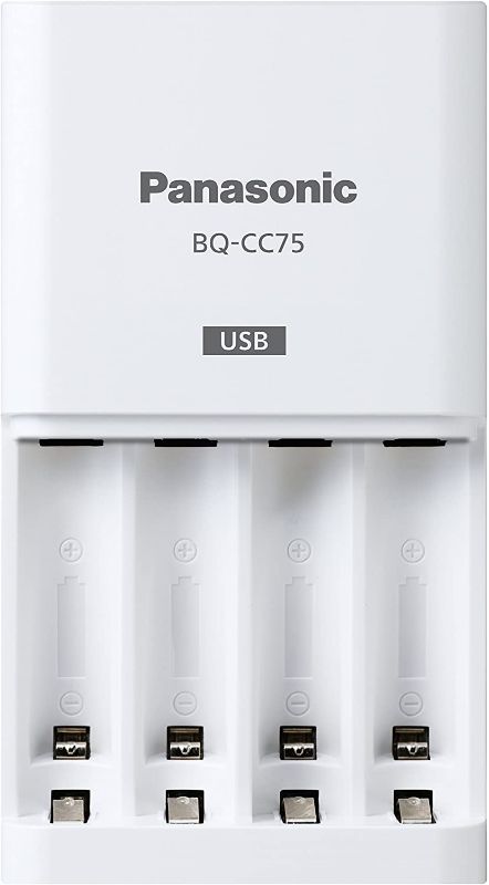 Photo 1 of Panasonic BQ-CC75ASBA eneloop Individual Battery Charger with USB Charging Port, White
