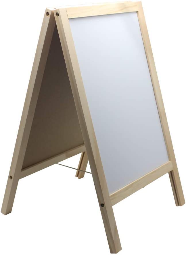 Photo 1 of BangQiao Wooden Freestanding A Frame Non Magnetic Chalkboard and Magnetic Dry Erase White Board Display Sign, Double Sided Tabletop Message Board for Home, Office and Counter