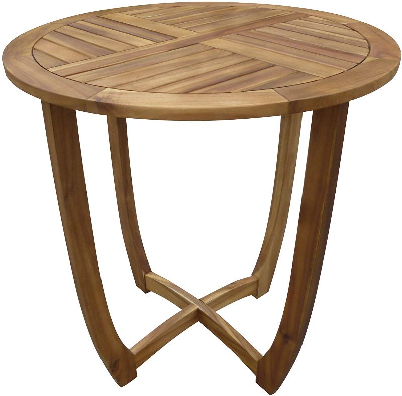 Photo 1 of Carina Teak Brown Round Wood Outdoor Accent Table
