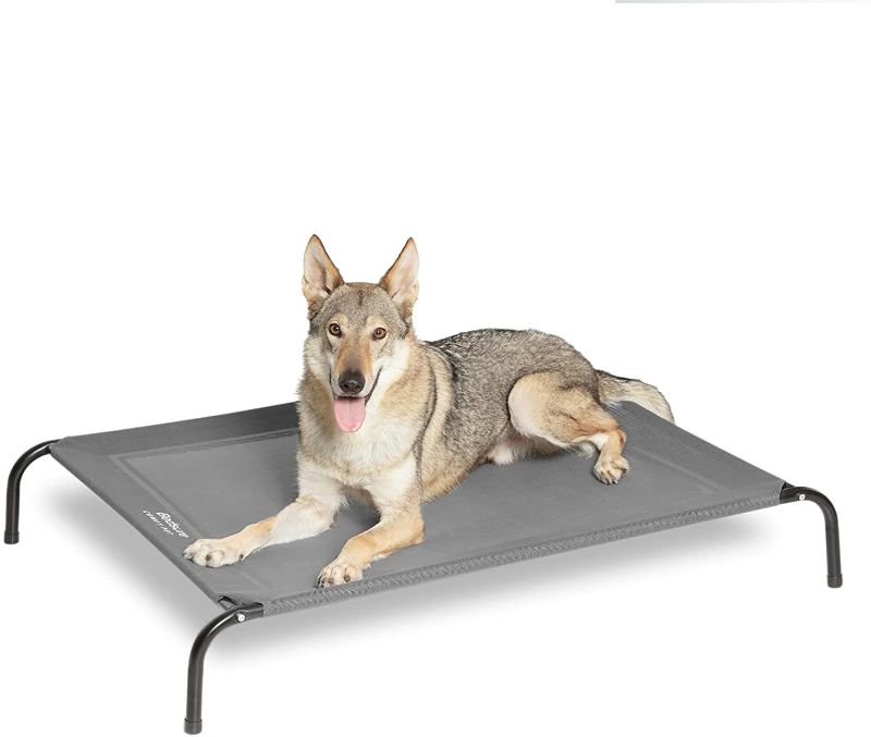Photo 1 of Bedsure Cooling Elevated Dog Bed, Outdoor Raised Dog Cots Beds with No-Slip Feet, Stable Frame & Durable Supportive Teslin Recyclable Mesh, Breathable, Indoor and Outdoor Pet Beds, Fits up to 40-150 lbs, SIZE LARGE 

