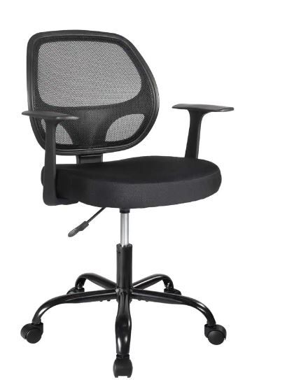 Photo 1 of Black Office Task Desk Chair Swivel Home Comfort Chairs with Flip-up Arms and Adjustable Height
