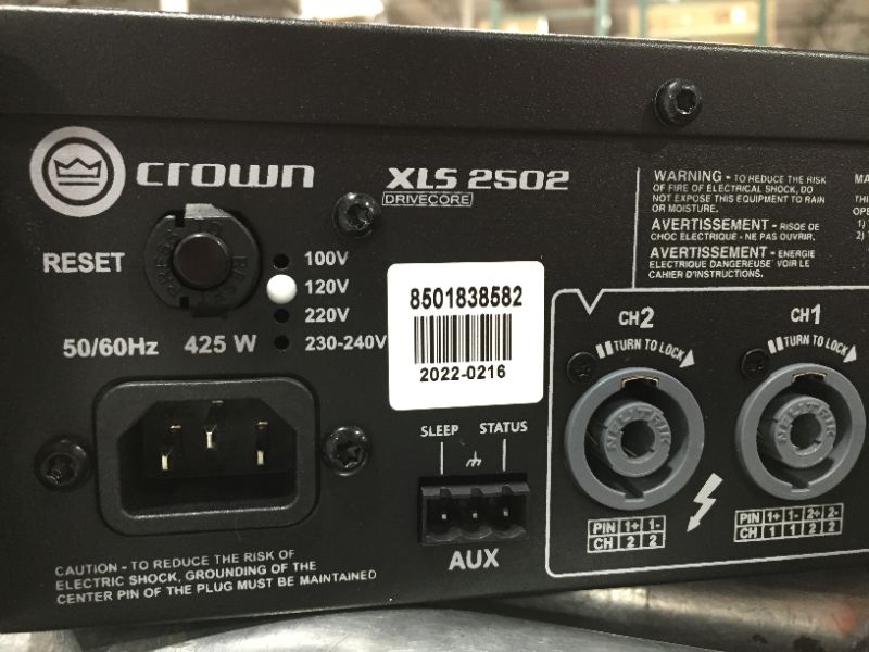 Photo 5 of Crown XLS2502 Two-channel, 775-Watt at 4? Power Amplifier
