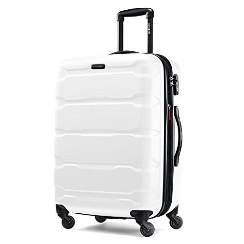 Photo 1 of Samsonite Omni PC Hardside Expandable Luggage with Spinner Wheels, White, Checked-Medium 24-Inch
