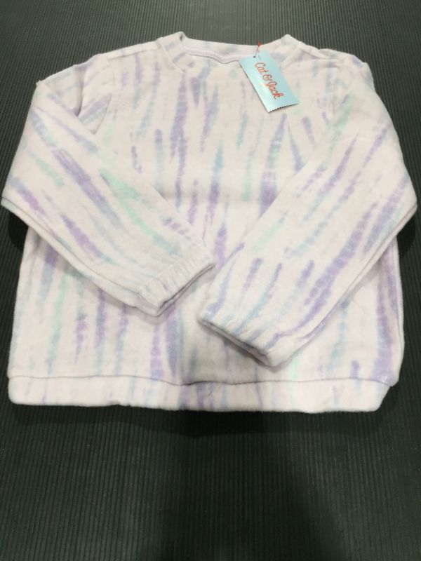 Photo 1 of SIZE S (6/6X) CAT&JACK GIRLS' TIE DYE FLEECE SWEATHSHIRT 