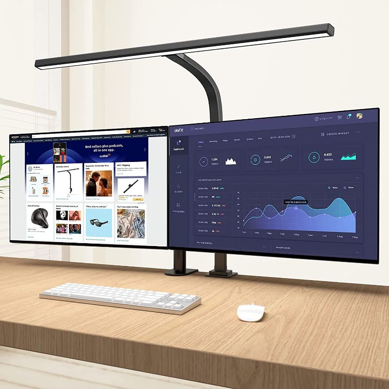 Photo 1 of EppieBasic LED Desk Lamp,Architect Clamp Desk Lamps for Home Office,24W Brightest Led Workbench Office Lighting-6 Color Modes and Stepless Dimming Modern Desk Lamp for Monitor Studio Reading 31.5" Wide