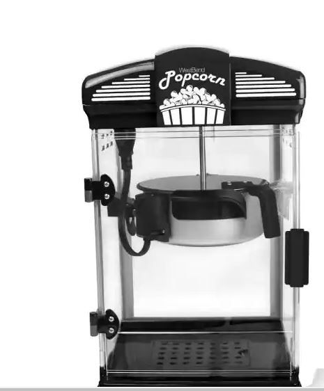 Photo 1 of 4-Quart Black Hot Oil Movie Theater Style Popcorn Popper Machine with Nonstick Kettle Includes Measuring Cup and Scoop
