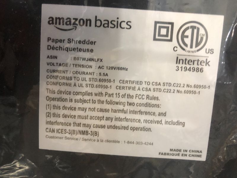 Photo 4 of Amazon Basics 24-Sheet Cross-Cut Paper, CD and Credit Card Home Office Shredder with Pullout Basket
