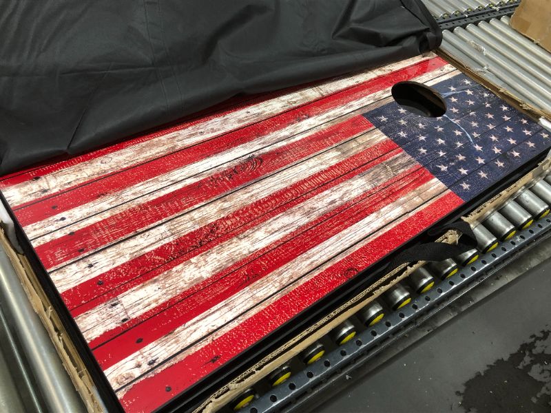 Photo 2 of GoSports Flag Series Wood Cornhole Sets – Choose between American Flag and State Flags – Includes Two Regulation Size 4’ x 2’ Boards, 8 Bean Bags, Carrying Case and Game Rules
