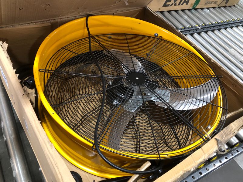 Photo 2 of Simple Deluxe HIFANXDRUM24 24 Inch Heavy Duty Metal Industrial Drum Fan, 3 Speed Air Circulation for Warehouse, Greenhouse, Workshop, Patio, Factory and Basement - High Velocity, Yellow, 1-Pack
