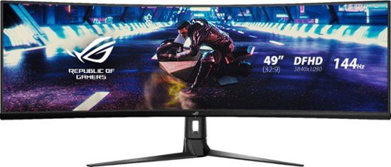 Photo 1 of ASUS - ROG Strix 49” Curved FHD 144Hz FreeSync Gaming Monitor with HDR (DisplayPort,HDMI,USB) - Black
