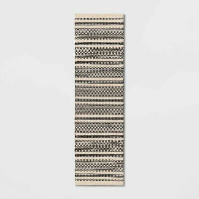 Photo 1 of 2'x7' Runner Norwalk Washable Striped Rug Black/tan - Threshold™ 