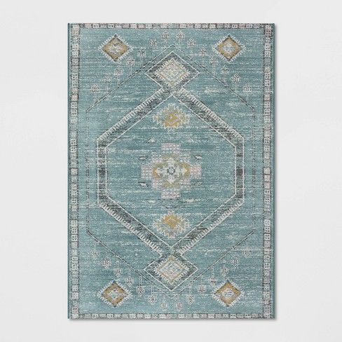 Photo 1 of 7' x 10' Sunset Moroccan Tapestry Outdoor Rug Teal - Opalhouse™