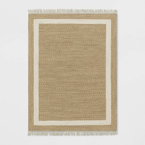 Photo 1 of 2'6" x 4'2" Braided with Fringe Outdoor Door Mat Natural/Ivory - Threshold™