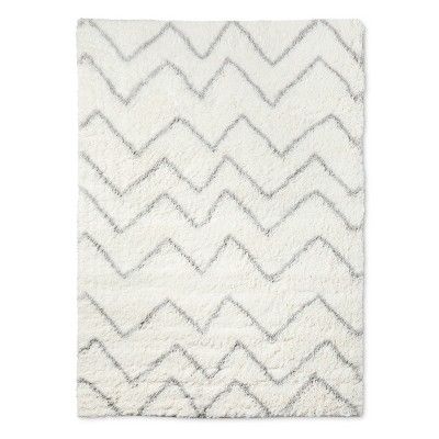 Photo 1 of 4'x5'6" Chevron Shag Area Rug Cream - Pillowfort - Target