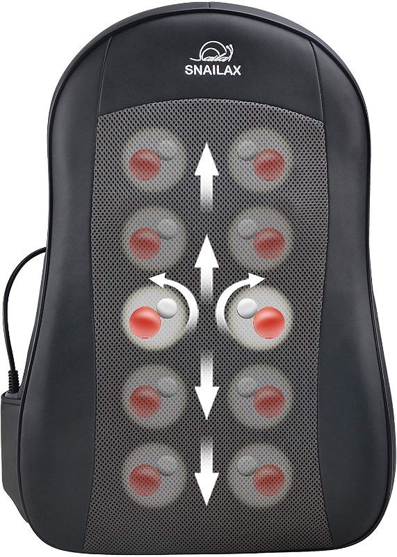 Photo 1 of SNAILAX CORDLESS SHIATSU BACK MASSAGER WITH HEAT PORTABLE KNEADING MASSAGE CUSHION MASSAGE CHAIR PAD RELIEVE MUSCLE SORENESS FOR HOME OFFICE USE
