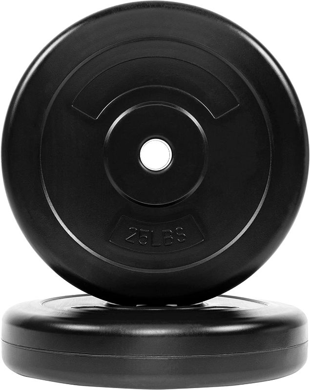 Photo 1 of 25 LB PAIR BalanceFrom Vinyl Standard 1-Inch Plate Weight Plate for Strength Training, Weightlifting and Crossfit, Pair or Set with Barbell
