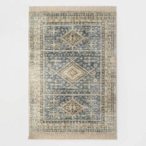 Photo 1 of 3'x5' Pine Brook Diamond Persian Style Rug Blue - Threshold™ designed with Studio McGee