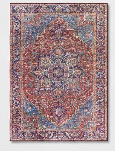 Photo 1 of 5'x7' Brya Ave Bold Persian Style Rug Red/Navy - Opalhouse