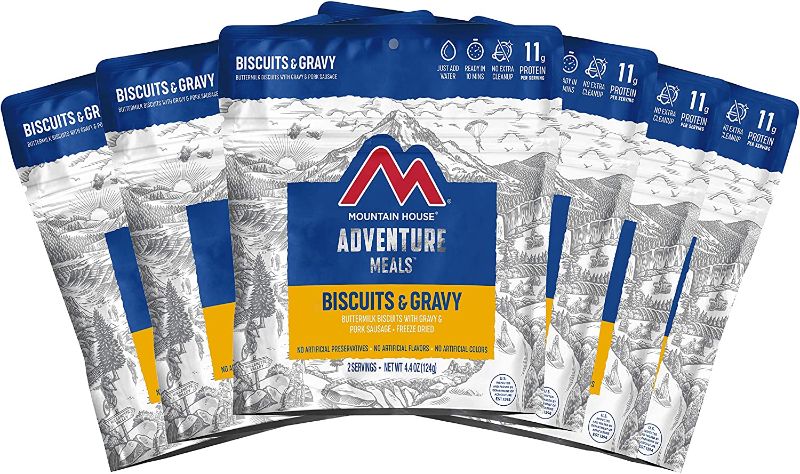 Photo 1 of BOX OF 6, Mountain House Biscuits & Gravy | Freeze Dried Backpacking & Camping Food |6-Pack, BEST BY JUL 2050
