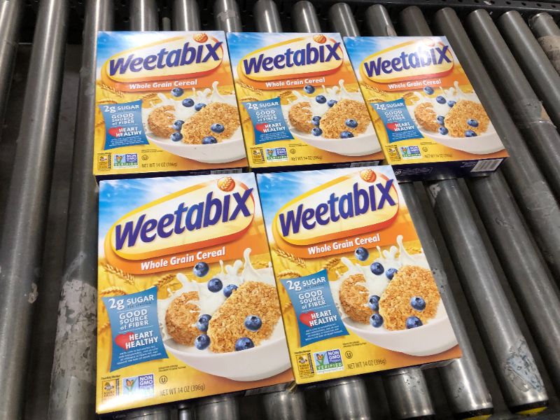 Photo 2 of 5 BOXES Weetabix Whole Grain Cereal Biscuits, Non-GMO Project Verified, Heart Healthy, Kosher, Vegan, 14 Oz Box, BEST BY 13 JAN 2022
