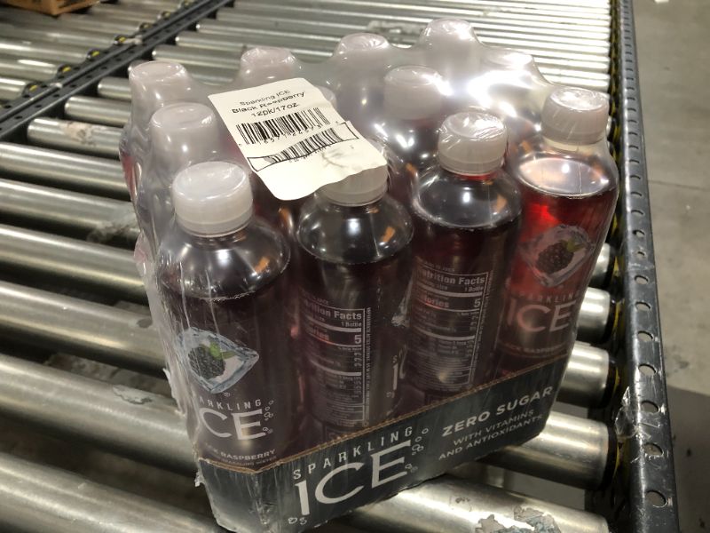 Photo 1 of Sparkling ICE, Black Raspberry Sparkling Water, Zero Sugar Flavored Water, with Vitamins and Antioxidants, Low Calorie Beverage, 17 fl oz Bottles (Pack of 12), BEST BY 16 MAR 2022
