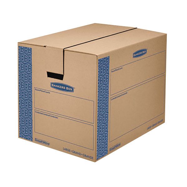 Photo 1 of Banker's Box 0062901 SmoothMove Prime 24" x 18" x 18" Kraft / Blue Large Moving Box - 6/Case
