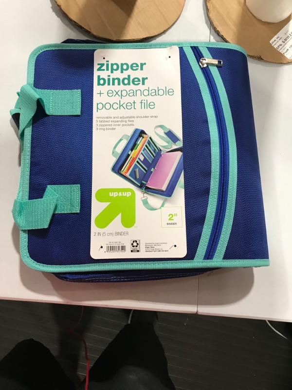 Photo 2 of 2" Ring Zipper Binder with Strap Blue - up & up™
