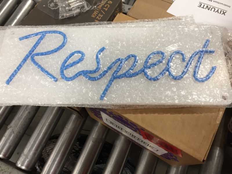 Photo 2 of XIYUNTE Respect Neon Sign, USB Powered LED Respect Letter Signs with on/off, Double-Layer Acrylic Blue Respect Box Sign with Metal Chain, Hip hop Culture Neon Signs, Respect Signs for LiveHouse, homie
