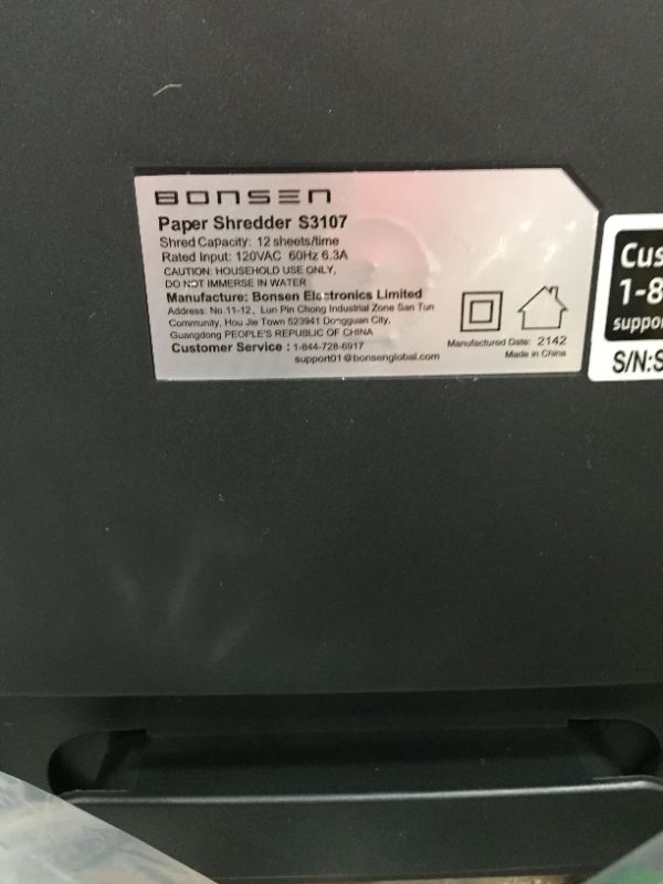 Photo 4 of BONSEN 12-Sheet Super Micro-Cut Paper Shredder, High-Security P-5 Paper Credit Card Shredder for Office Home, 30 Mins Non-Stop Run Time Quiet Shredding Machine with 6.6 Gallons Pullout Basket 