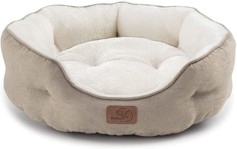 Photo 1 of Bedsure Small Dog Bed for Small Dogs Washable - Round Cat Beds for Indoor Cats, Round Pet Bed for Puppy and Kitten with Slip-Resistant Bottom, Camel, 20 Inches
