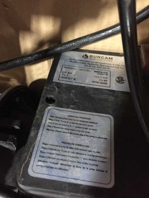 Photo 3 of Burcam 3/4 Hp 900 Gph Stainless Steel Shallow Well Jet Pump
