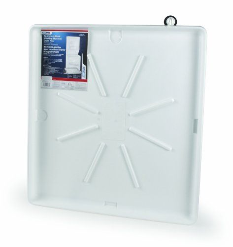 Photo 1 of Camco Washing Machine Drain Pan for Stackable Units with PVC Fitting - Collects Water Leakage and Prevents Floor Damage - White (21006)
