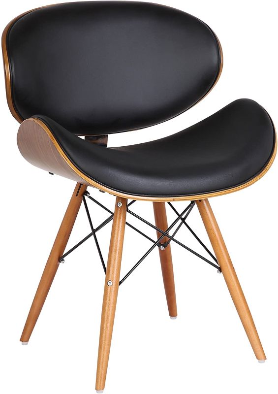 Photo 1 of Armen Living Cassie Dining Chair in Black Faux Leather and Walnut Wood Finish
