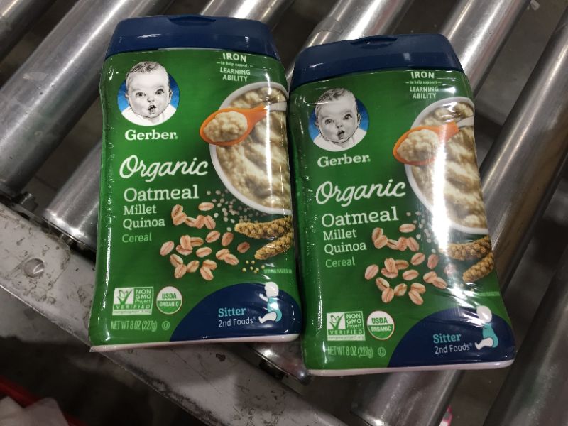 Photo 2 of 2 PACK Gerber Baby Cereal Organic Oatmeal Millet Quinoa, 8 oz
