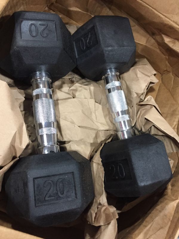 Photo 2 of 2 of 20IBS Tru Grit Fitness Rubber Hex Dumbbells - Featuring Ergonomic Chrome-Plated Handles, Solid Cast-Iron Core, Hexagonal Shape, and Durable Hex Rubber Heads 
