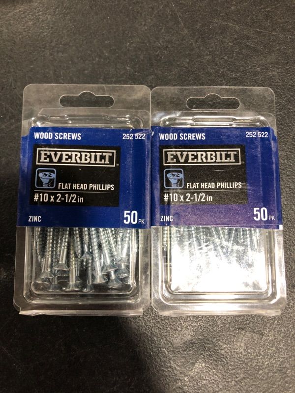 Photo 1 of #10 x 2-1/2 in. Phillips Flat Head Zinc Plated Wood Screw (50-Pack)
