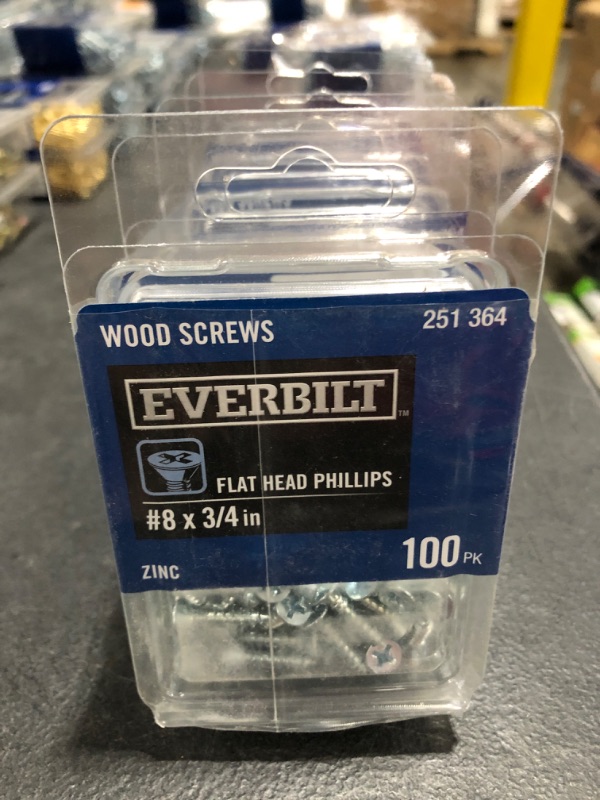 Photo 4 of #8 x 3/4 in. Phillips Flat Head Zinc Plated Wood Screw (100-Pack). LOT OF 5. 
