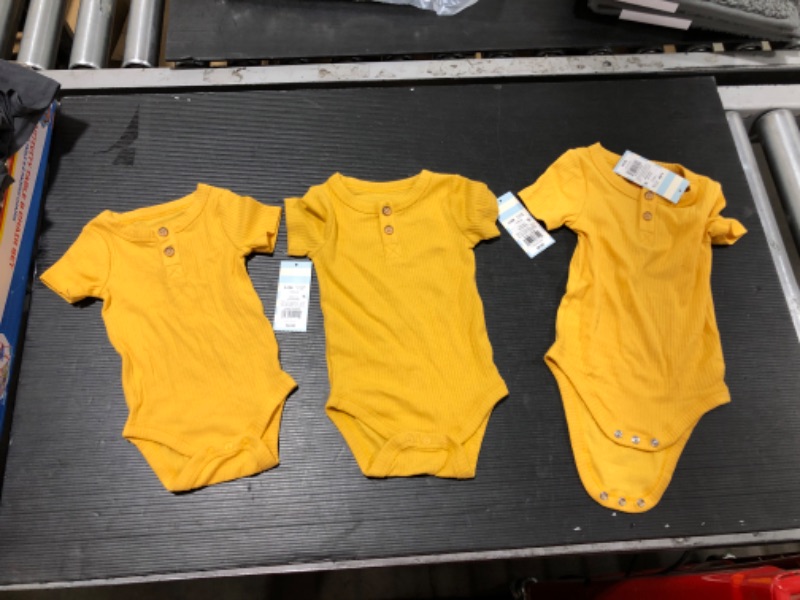 Photo 2 of Baby Boys' Rib Henley Short Sleeve Bodysuit - Cat & Jack™ Mustard Yellow
 (3 Shirt 3 Different Sizes - Shirt1 0-3M, Shirt2 3-6M, Shirt3 6-9M)