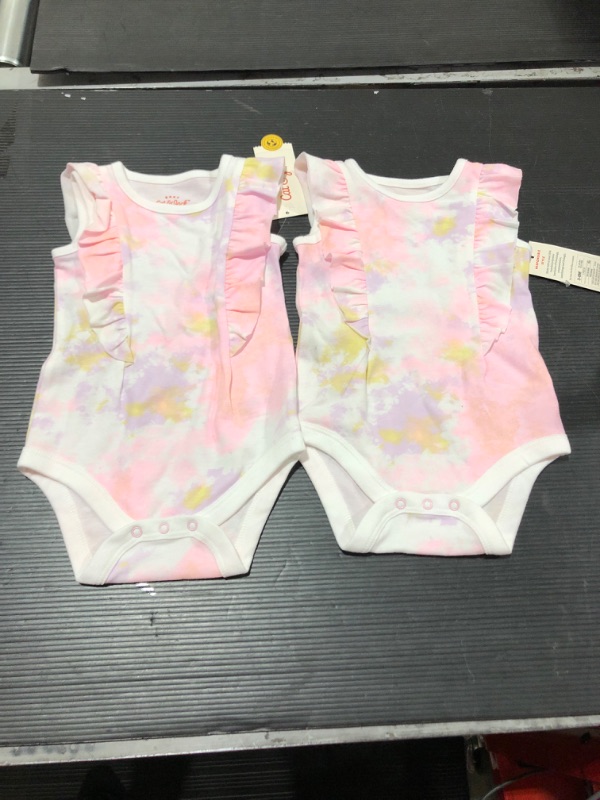 Photo 2 of Baby Girls' Tie-Dye Ruffle Bodysuit - Cat & Jack™ Light Pack of 2 (Size: 3-6M)