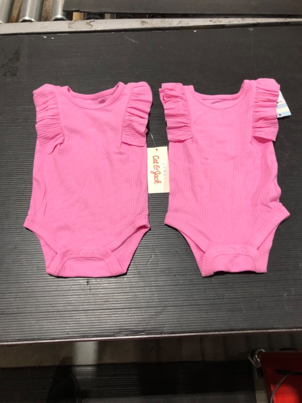 Photo 2 of Baby Girls' Rib Ruffle Bodysuit - Cat & Jack™ Bright (Size: 0-3M) Pack of 2