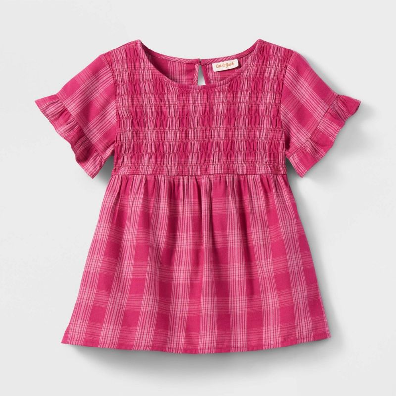 Photo 1 of Girls' Floral Short Sleeve Socked Woven Shirt - Cat & Jack™ (Size: Small)