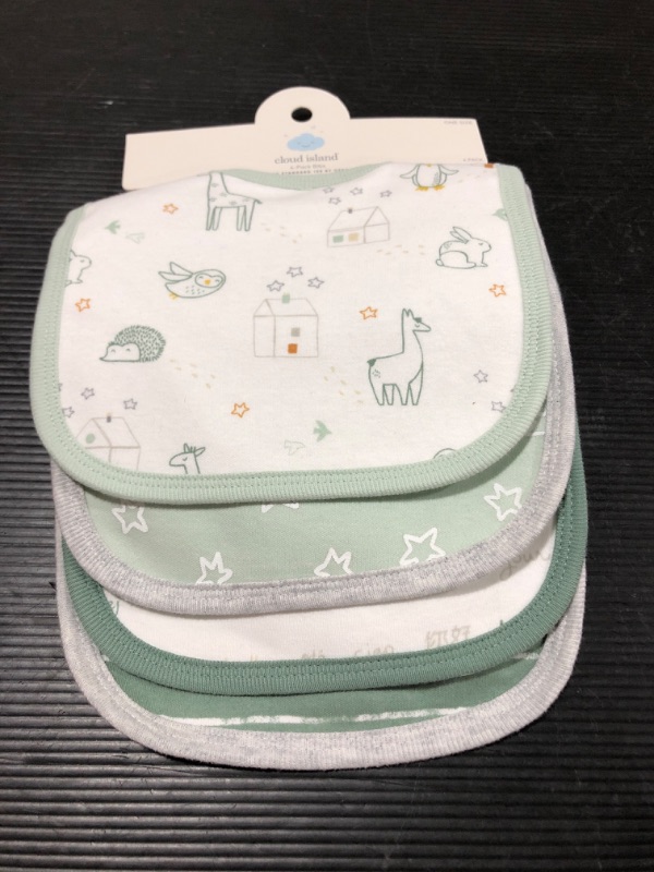 Photo 2 of Baby 4pk Hello Happy Bib - Cloud Island Dark Green