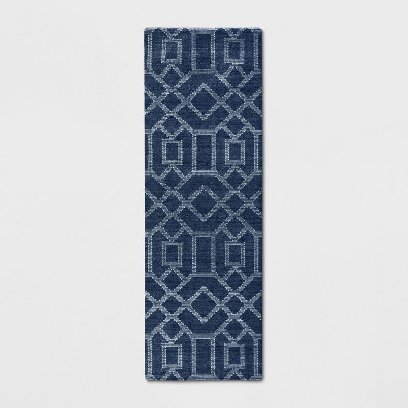 Photo 1 of 2'4"X7' Tapestry Tufted Geometric Runner Rug Denim - Project 62