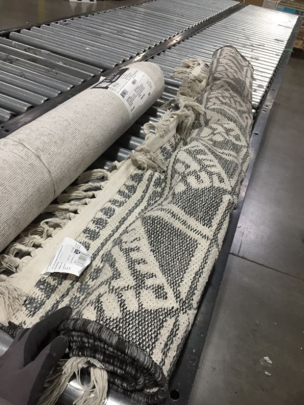 Photo 2 of 5' X 7' Tasseled Outdoor Rug Charcoal - Opalhouse™


