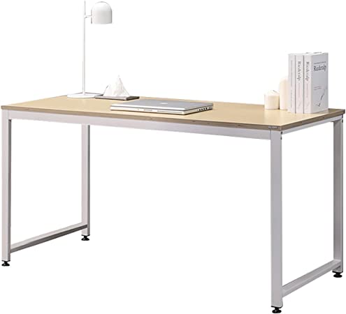 Photo 1 of SOFSYS 55.1" Computer Writing Desk Workstation Table Home Office Design for Video Gaming, Designers and Entrepreneurs, Large Desktop with Sturdy Metal Frame, Oak/White