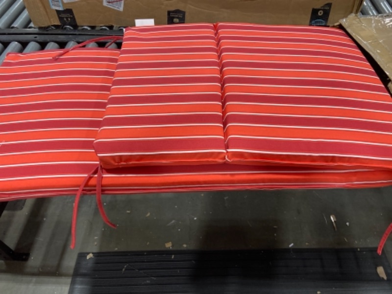 Photo 3 of Amazon Basics Outdoor Lounger Patio Cushion - Red Stripe