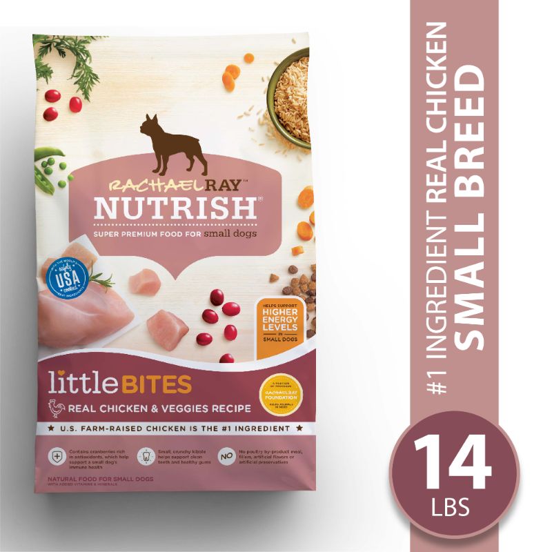 Photo 1 of Rachael Ray Nutrish Little Bites Small Breed Natural Premium Dry Dog Food Real Chicken & Veggies Recipe 14 Lbs (Packaging May Vary)
EXP DATE 7/29/2022****