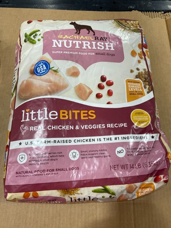 Photo 1 of Rachael Ray Nutrish Little Bites Small Breed Natural Premium Dry Dog Food Real Chicken & Veggies Recipe 14 Lbs (Packaging May Vary)
EXP DATE 7/29/2022****